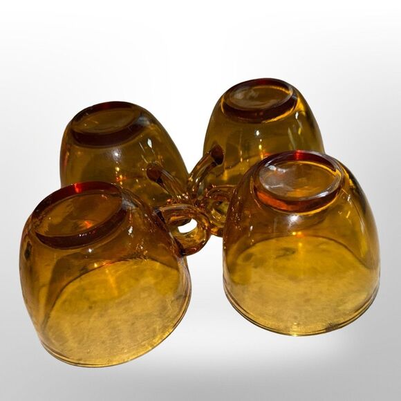 4 Vintage Amber Glass Indiana Hand Blown Glasses Punchbowl Replacements 6oz - Picture 3 of 7